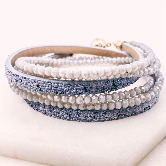 Jewelry - Vegan Leather Faceted Bead Wrap Bracelet, Multi
